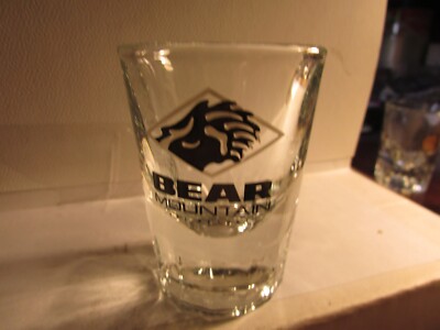 Vintage Bear Mountain -ski area-logo on 3''/ 2oz heavy shotglass new by Libbey