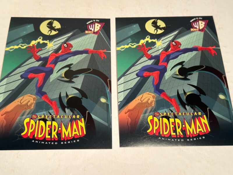 SPECTACULAR SPIDER-MAN TV series lot of 2 US promo postcards WB Kids MARVEL