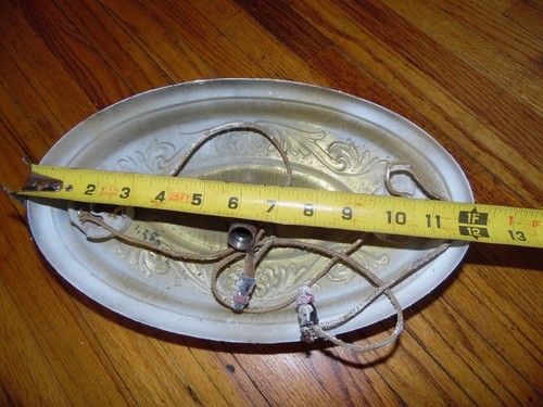 Antique Art Deco Victorian Metal Flush Mount Ceiling Light Fixture Brass