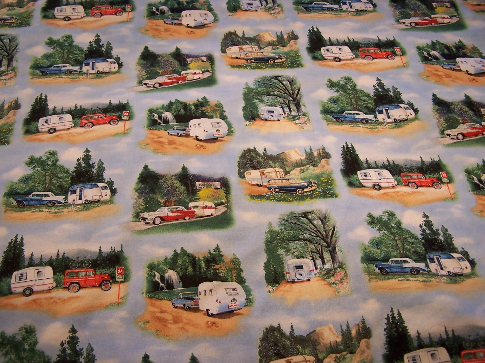 Vintage Travel Trailer Camper RV Cotton Fabric 56