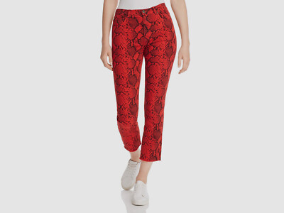 $350 Pam & Gela Women's Red Jeans Slim Skinny Fit Leg Crop Denim Pants Size 30