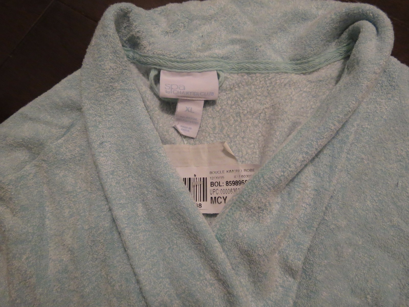 Charter Club Boucle Kimono Long Robe Blue XL