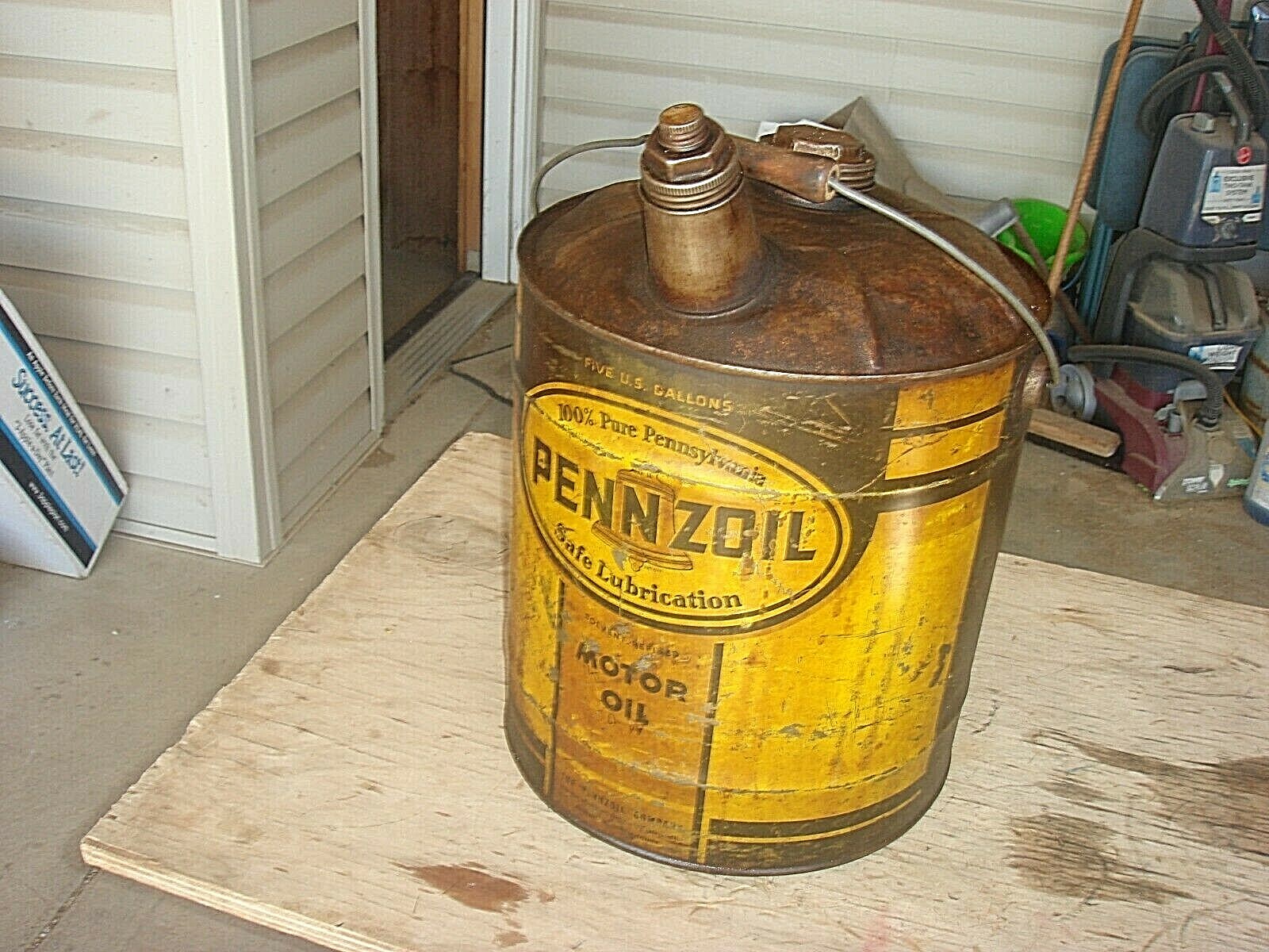 BOOTLEGGERSブートレガーズPENNPOWER MOTOROIL M Vintage Early Rare PENNZOIL Motor Oil 5 Gallon Metal Sign