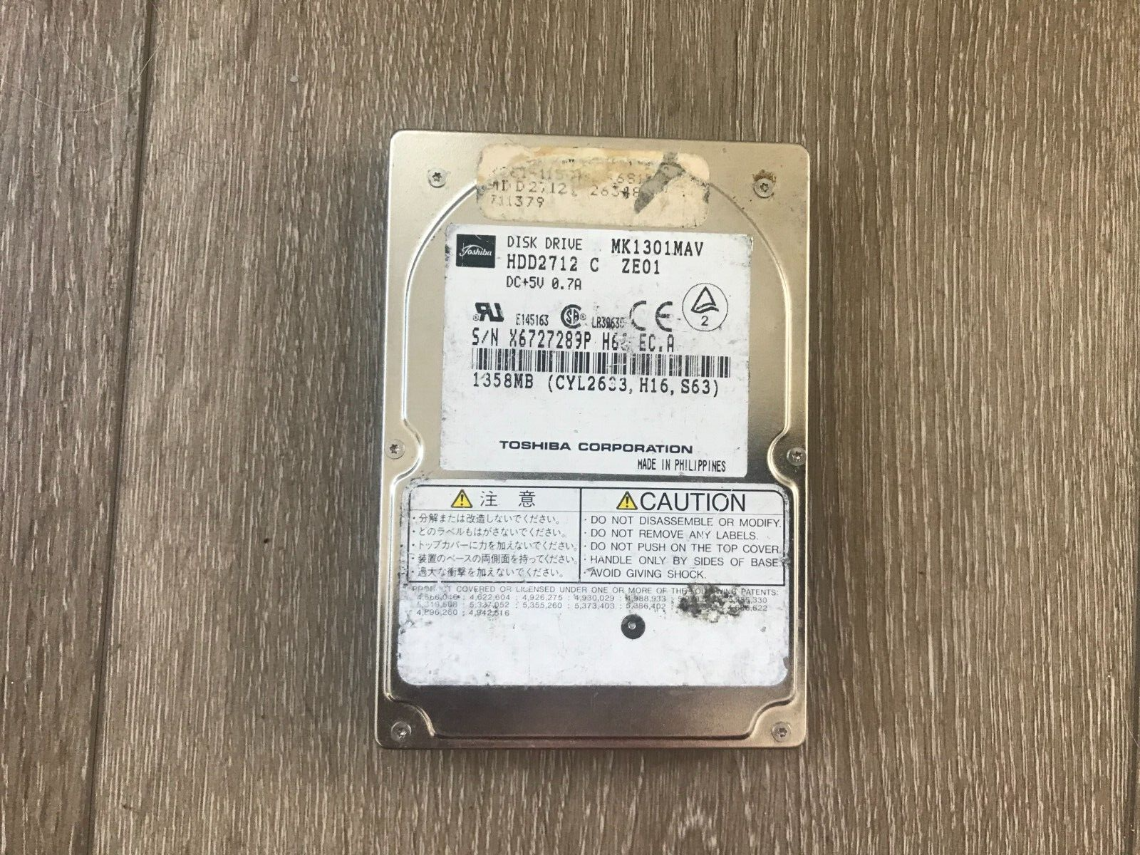 Toshiba MK1301MAV HDD2712 C ZE01 1358MB 2.5