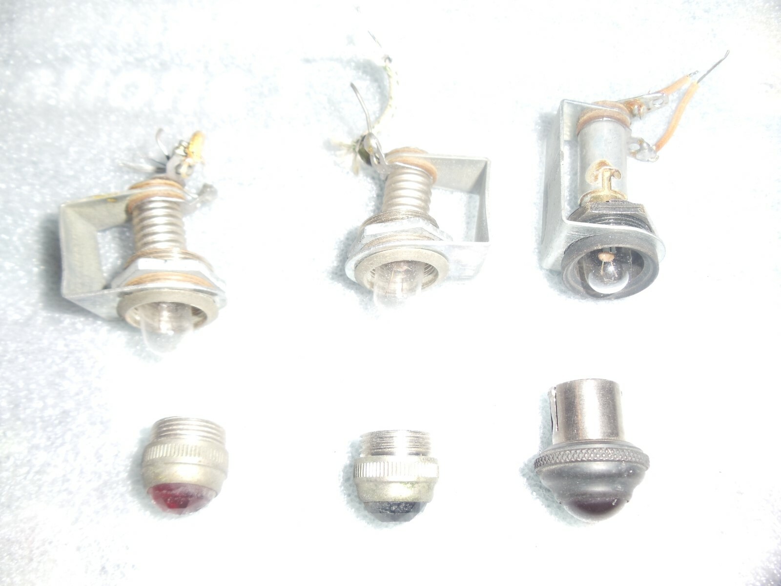 Qty 3 Tube Amp Vintage Style Pilot Light Assembly With Red Jewel & Green Jewel