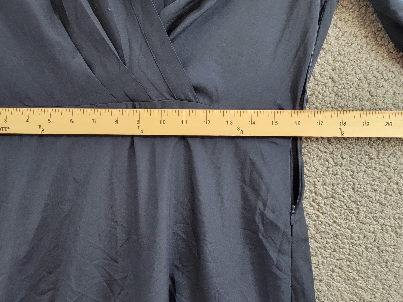 Lauren Ralph Lauren Crepe Shirtdress Women's 10 Navy Collared Side Zip Closure - Picture 7 of 19