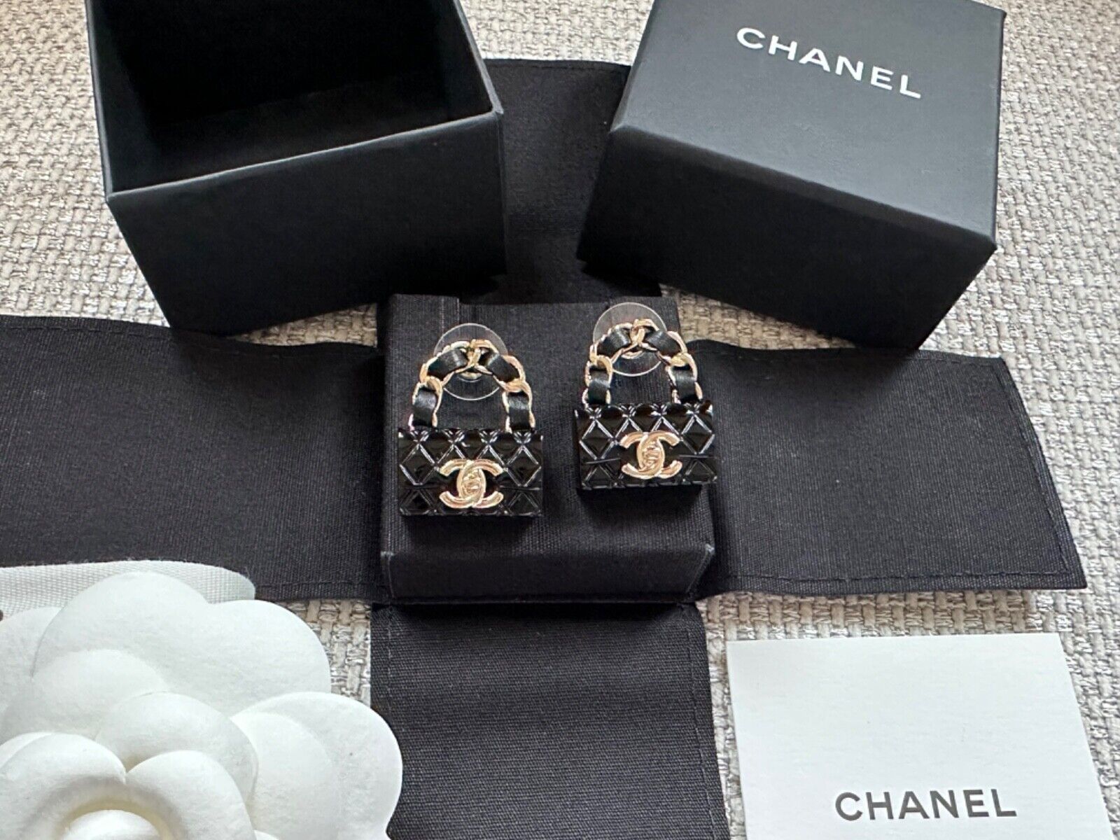 NIB 100%AUTH Chanel 23C Black Resin Classic Flap Quilted Bag NIB 100%AUTH Chanel 23C Black Resin Classic Flap Quilted Bag