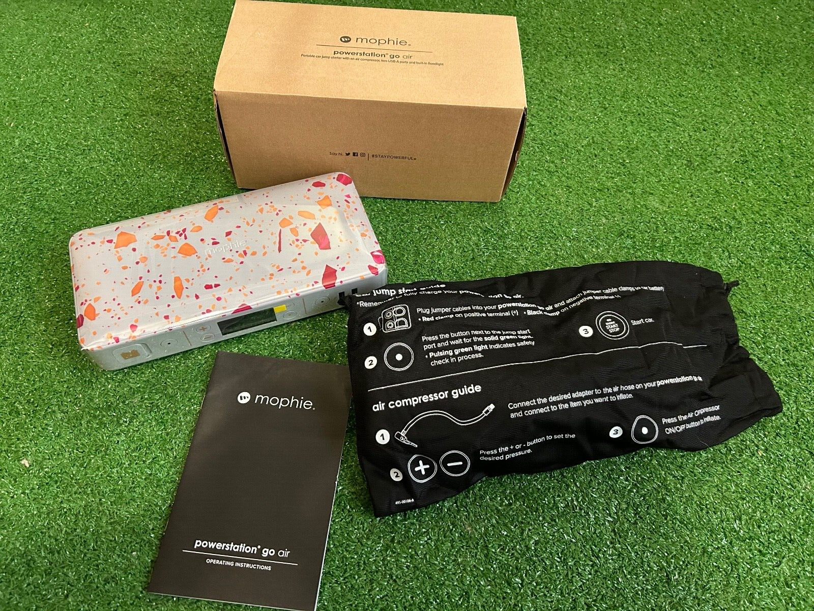 New Mophie Powerstation Go Air Compressor Jumper Cables AC Plug Charger USB Car