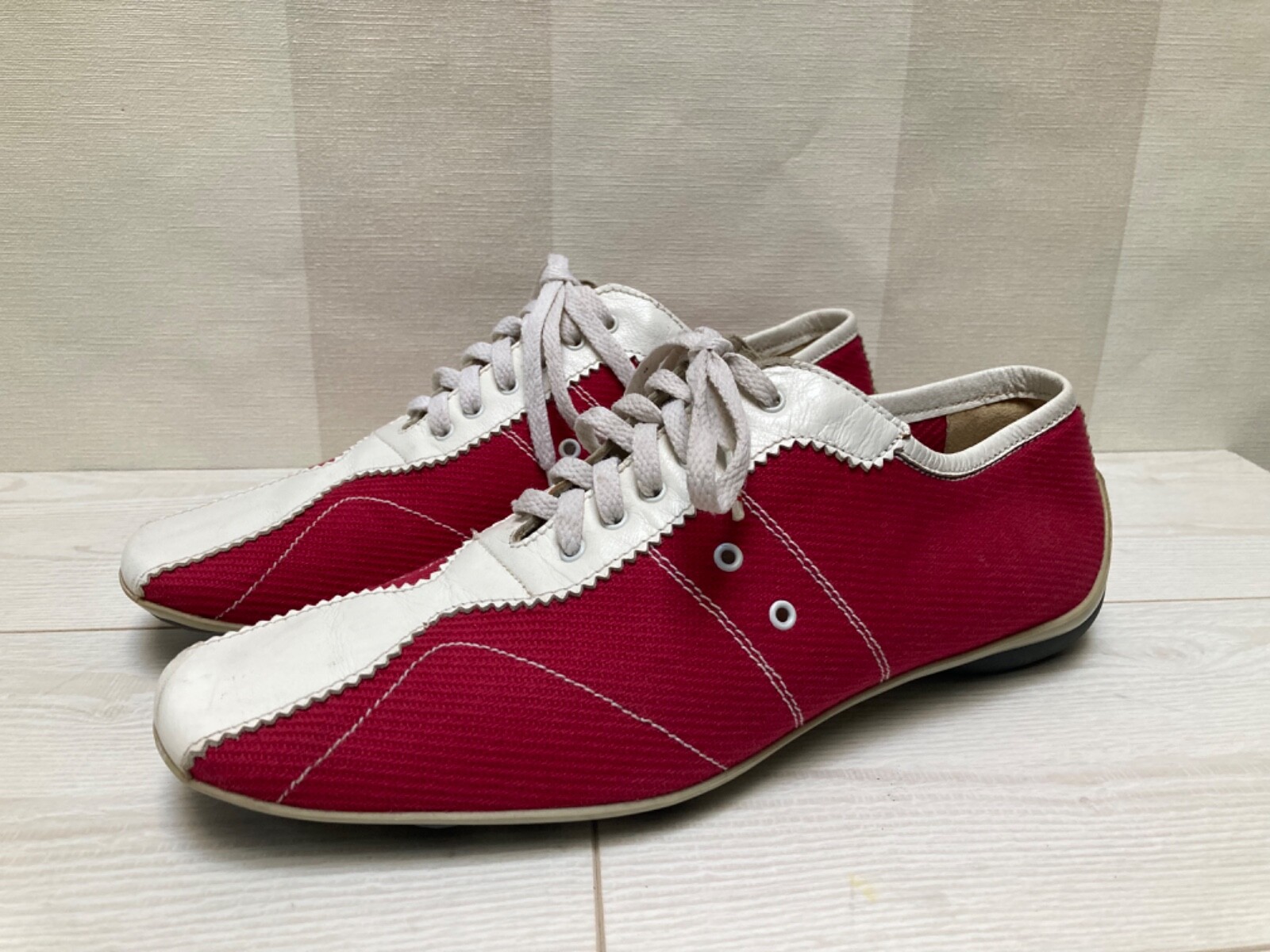 MIU MIU Vintage Men Textile and Leather Trainers, Lace Shoes size 7, 41 EU MIU MIU Vintage Men Textile and Leather Trainers, Lace Shoes size 7, 41 EU