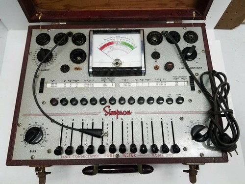 SIMPSON MODEL 1000 TUBE TESTER WITH PAPERWORK UNTESTED FOR PARTS OR REPAIR