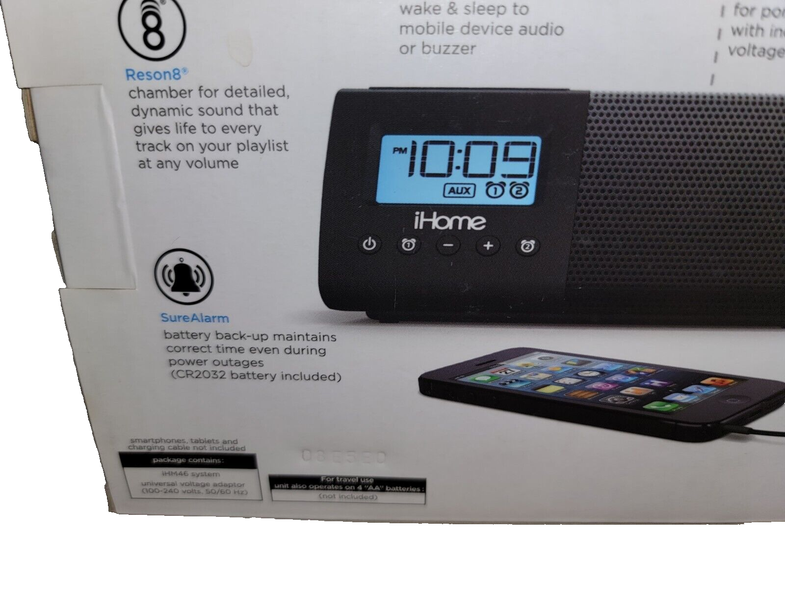 iHome Dual Alarm Clock with USB Charging and Built-in Speaker New