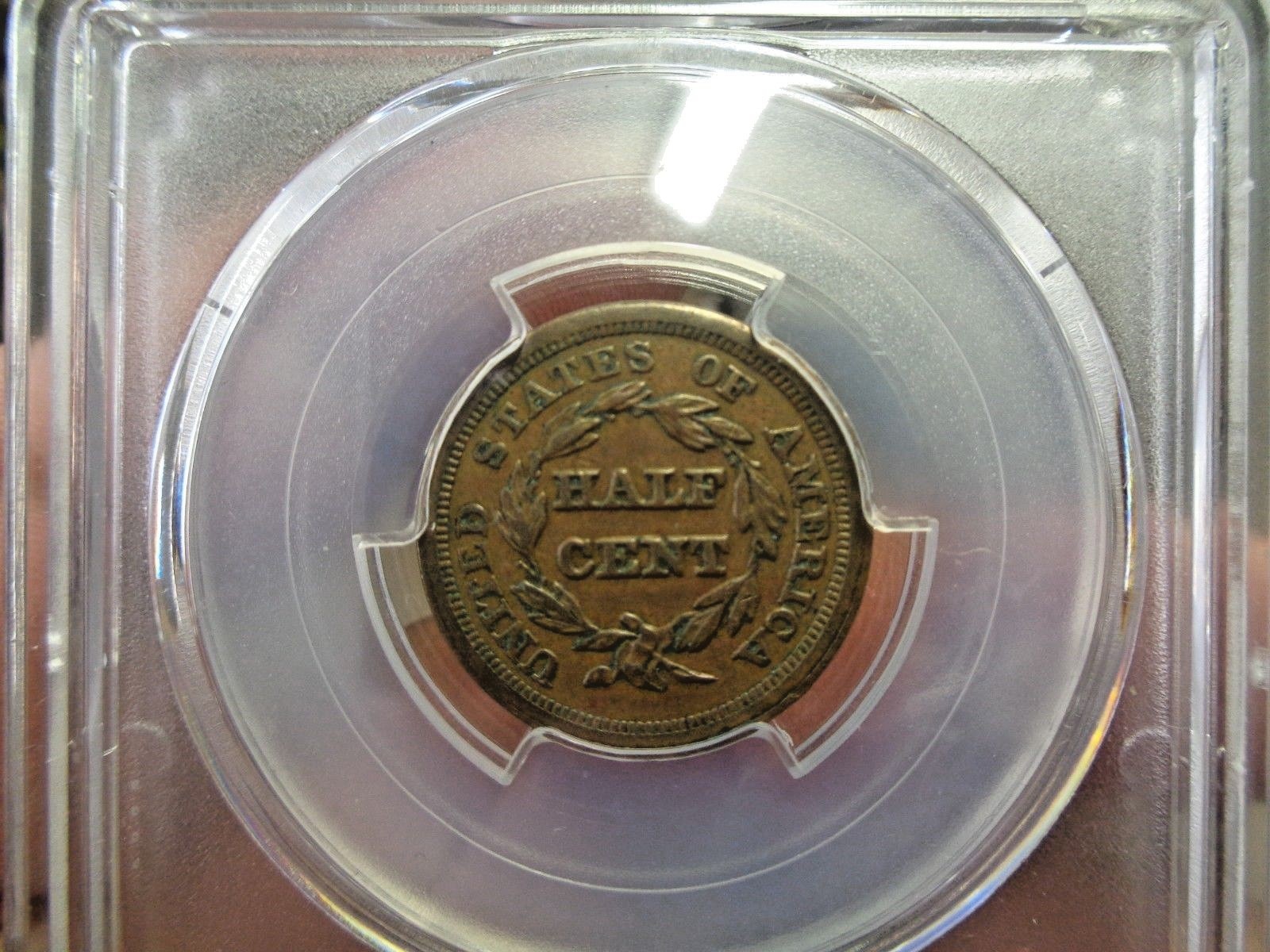 1853 braided hair  half cent pcgs au50