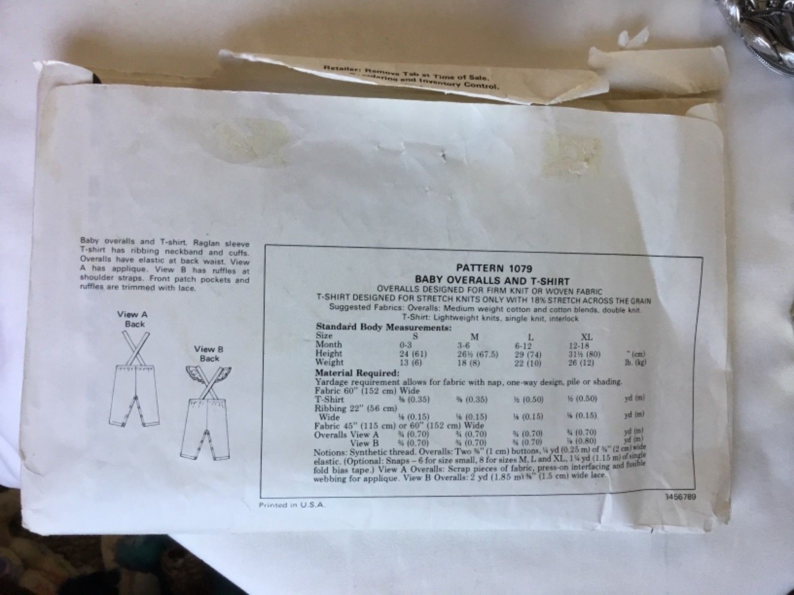 Vintage Baby Kwik Sew #1079 Overalls and T Shirt Sewing Pattern