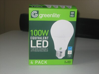 Greenlite 14W Non-Dimmable LED 100W Equivalent 4 Pack Lightbulbs 1600 LUMENS