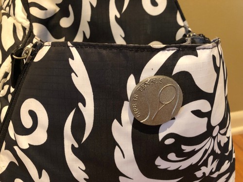 JETPAC Life Is Tennis Black White Pattern Tennis Slingback Bag Carryall Used