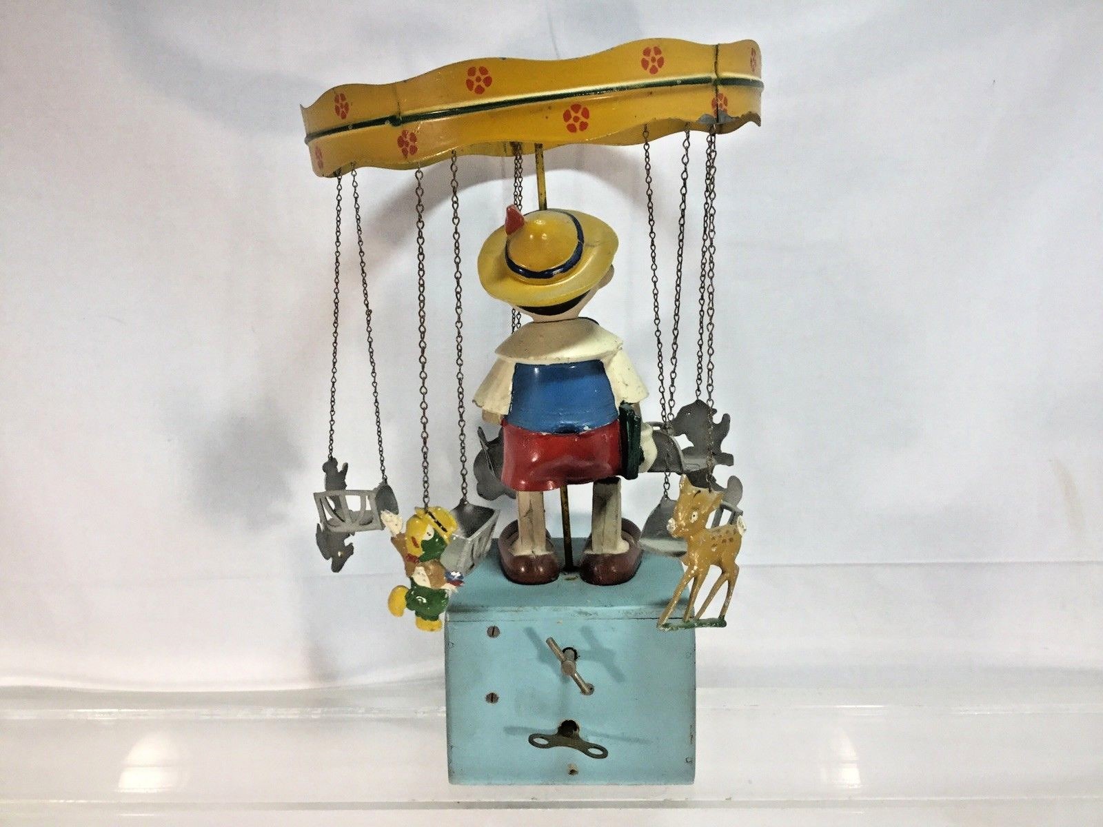 1950s Jouets Creations Of France Pinocchio Windup Carousel Music Box