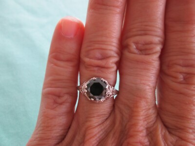 Pre-owned Real Black Diamonds Inc 2.25ct Real Black Diamond Ring,vintage Edwardian Style,appraisal,free Dia Tester