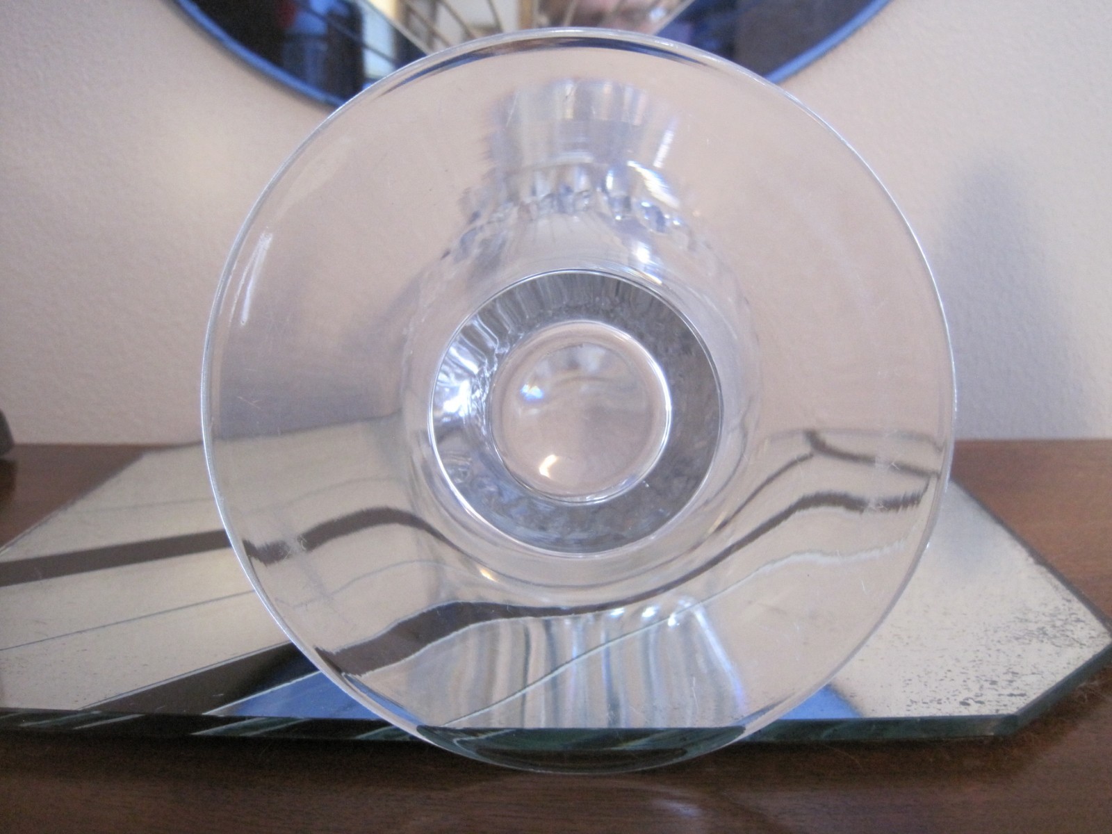 VINTAGE ANTIQUE ART DECO SIGNED HAWKES CRYSTAL GLASS TRUMPET VASE 10 1/2