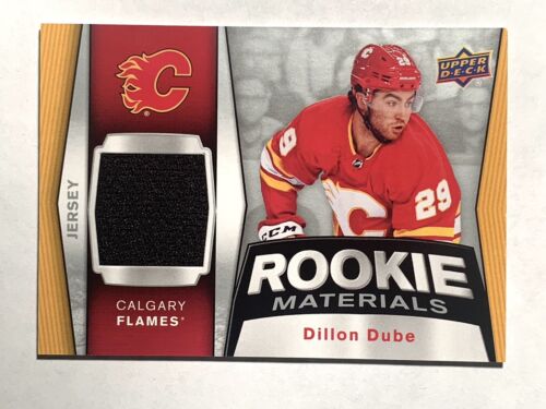 2018-19 UD Rookie Materials DILLON DUBE Jersey Calgary Flames Card# RM-DD. rookie card picture