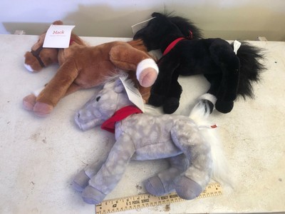 LOT OF 7 VINTAGE WELLS FARGO BANK PONY HORSE PLUSH STUFFED ANIMAL TOY