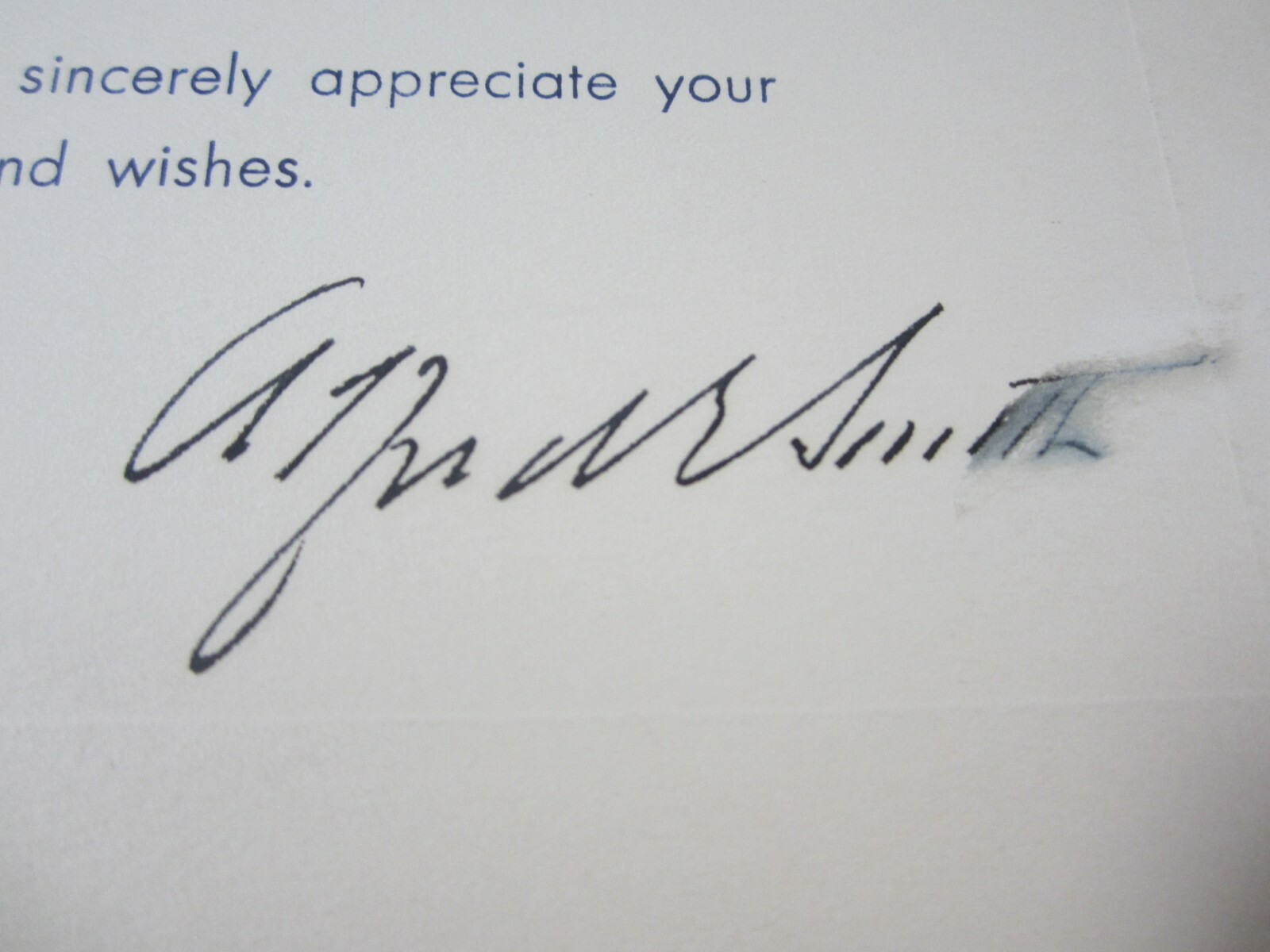 ALFRED E. SMITH (1873-1944) Pres Empire State Building Signed Autograph Card CoA