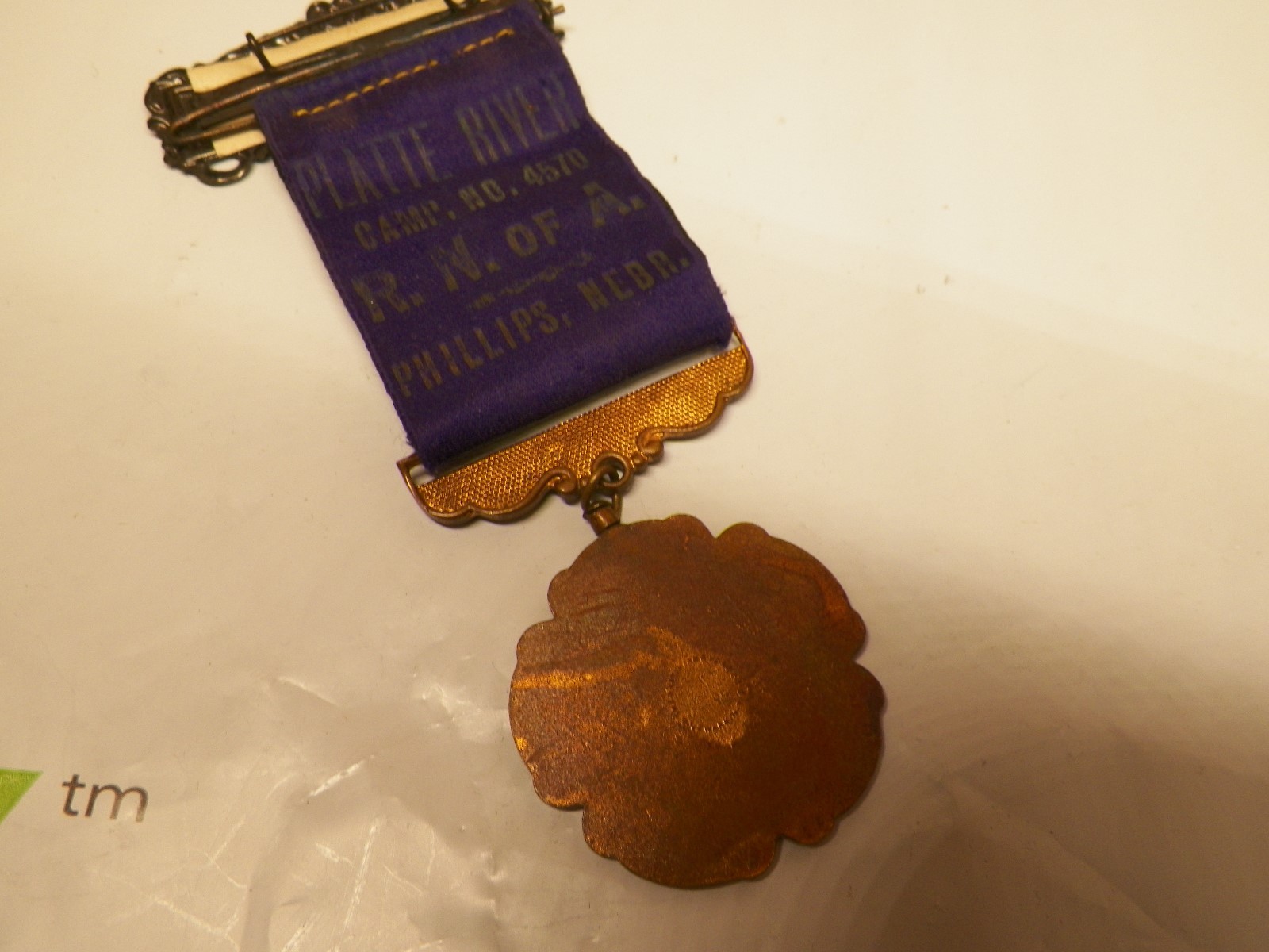 R. N. of A. Ribbon Badge Phillips Nebraska Platt River Camp 4570