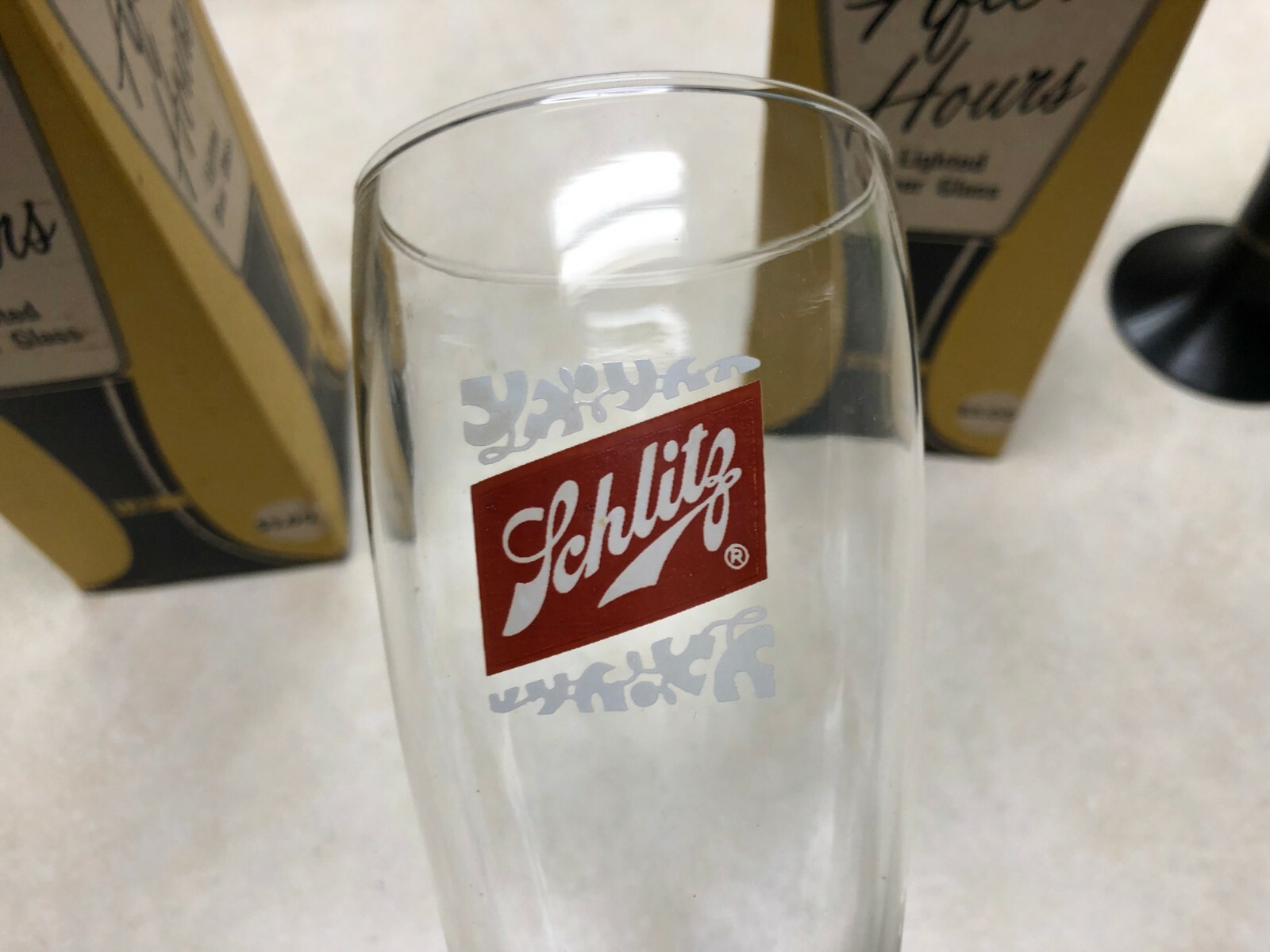 2 1965 Schlitz After Hours Lighted Beer Glasses - David Douglas