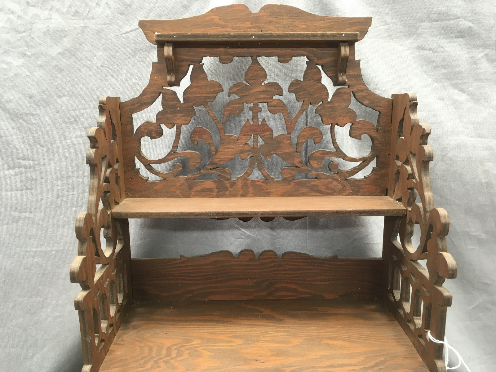 Victorian Hutch & Chairs Doll Furniture Childs Play Wooden Folk Carved {DD418}