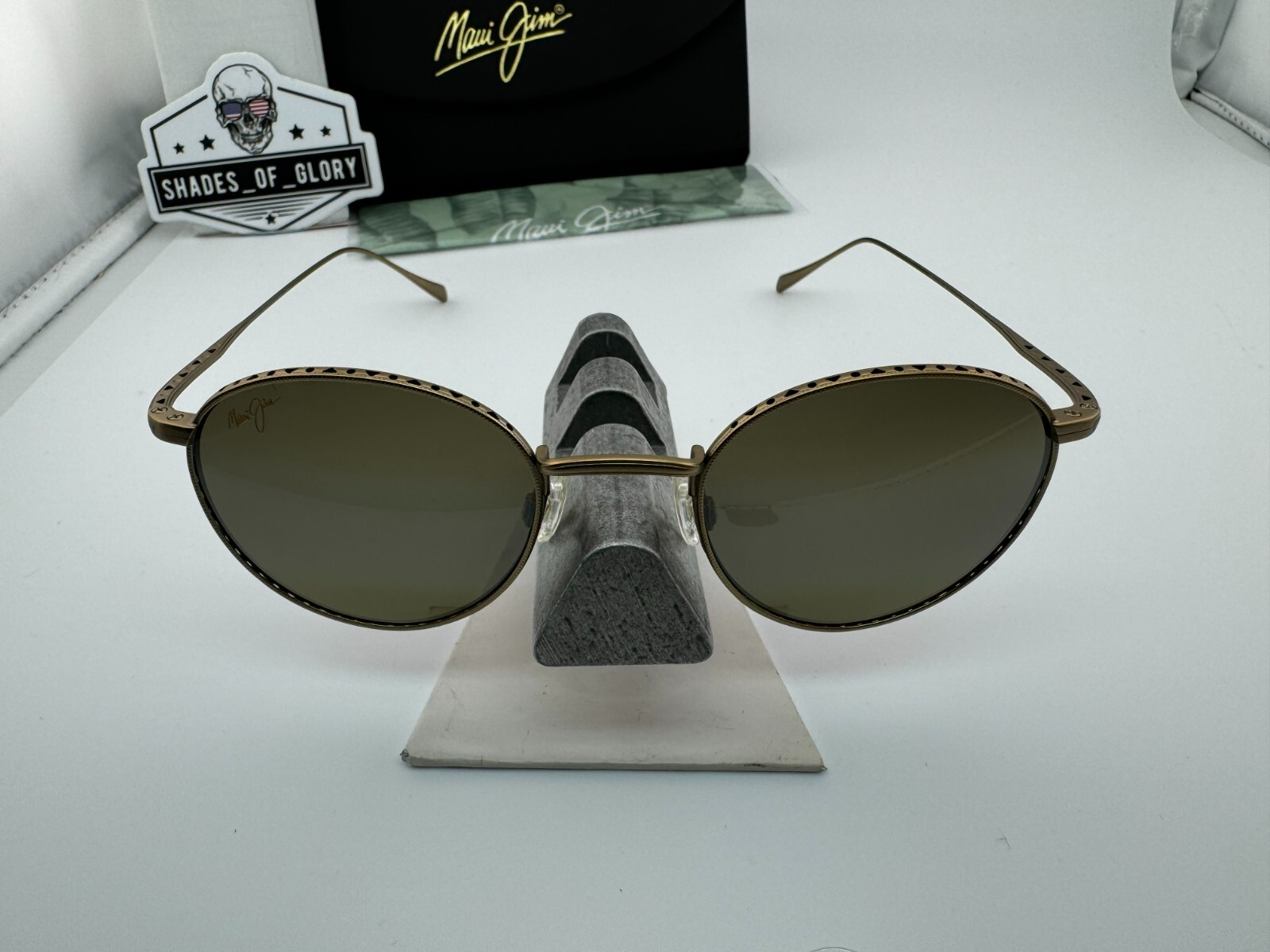 Pre-owned Maui Jim North Star Mj 757-16m Gold W/ Hcl Bronze Polarized Round Sunglasses