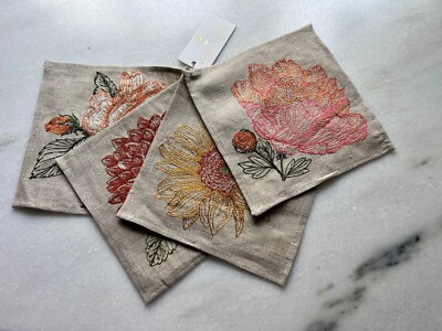 CORAL & TUSK Paradise Garden Set of 4 Cocktail Napkins~5.5'' by 5.5''~NWT