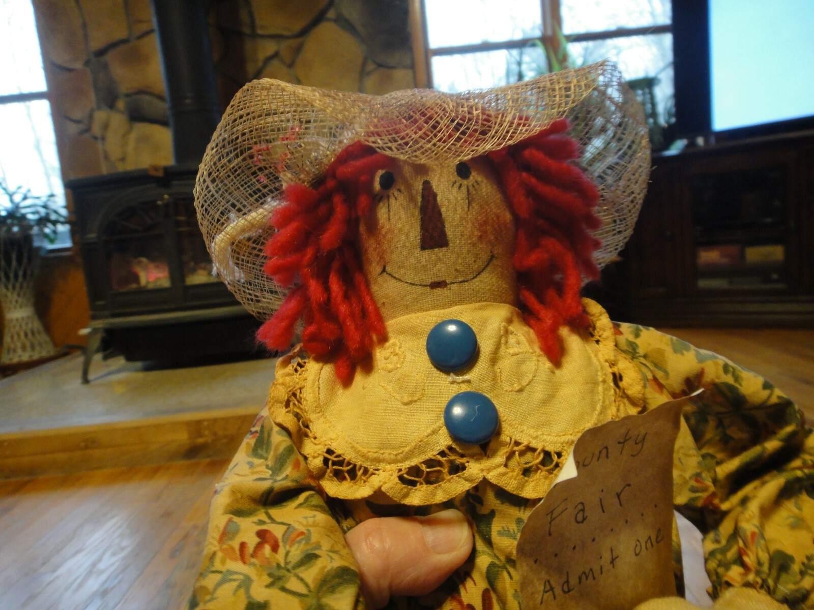 Primitive Folk Art Raggedy Ann Style Doll