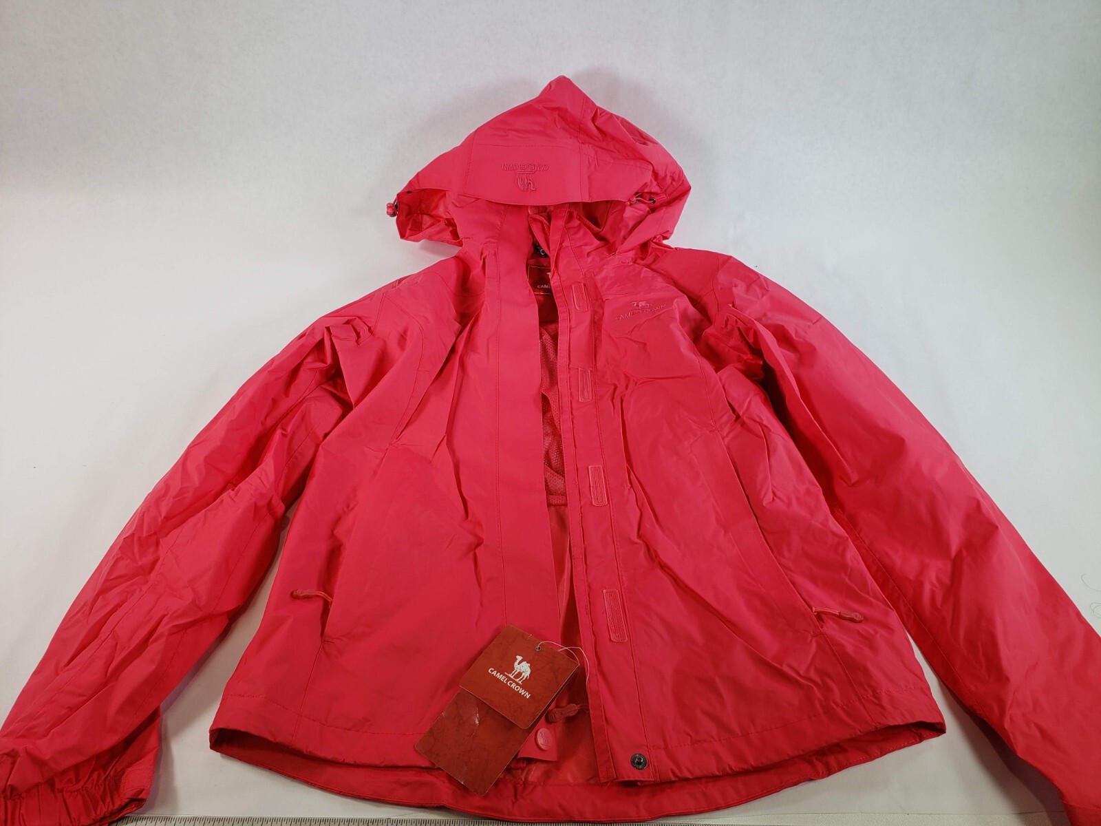 CAMEL CROWN Women's Rain Jacket Hooded Windbreaker Red