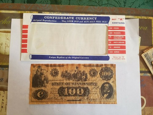 CONFEDERATE CURRENCY SET “A” ANTIQUE BILL REPRODUCTIONS 6 NOTES IN SET