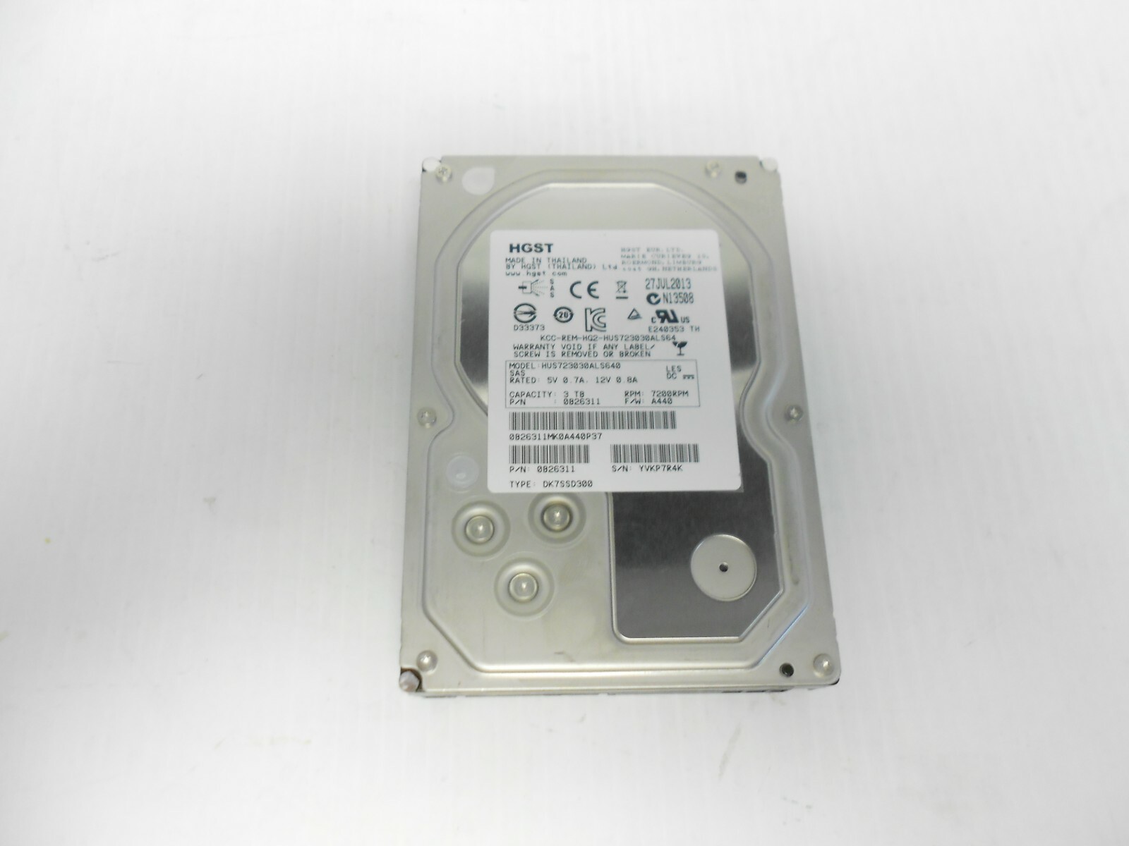 HGST 3TB 7.2K 6Gbs SAS Server Storage 3.5" Hard Drive HUS723030ALS640 Dell HP