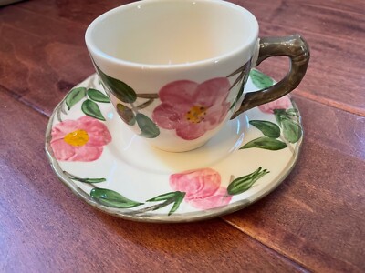   DESERT ROSE   FRANCISCAN TAPERED FLAT MUG CUP & BREAD & BUTTER PLATE MINT