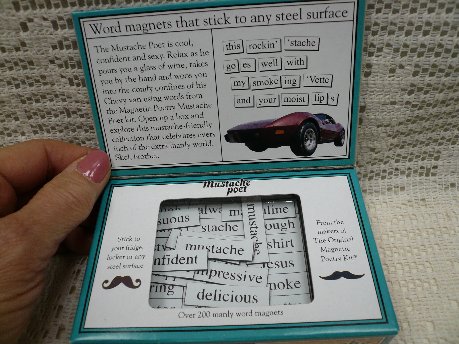 Magnetic Poetry Kit Mustache Poet Magnets 200 words/fragments Fridge Locker New