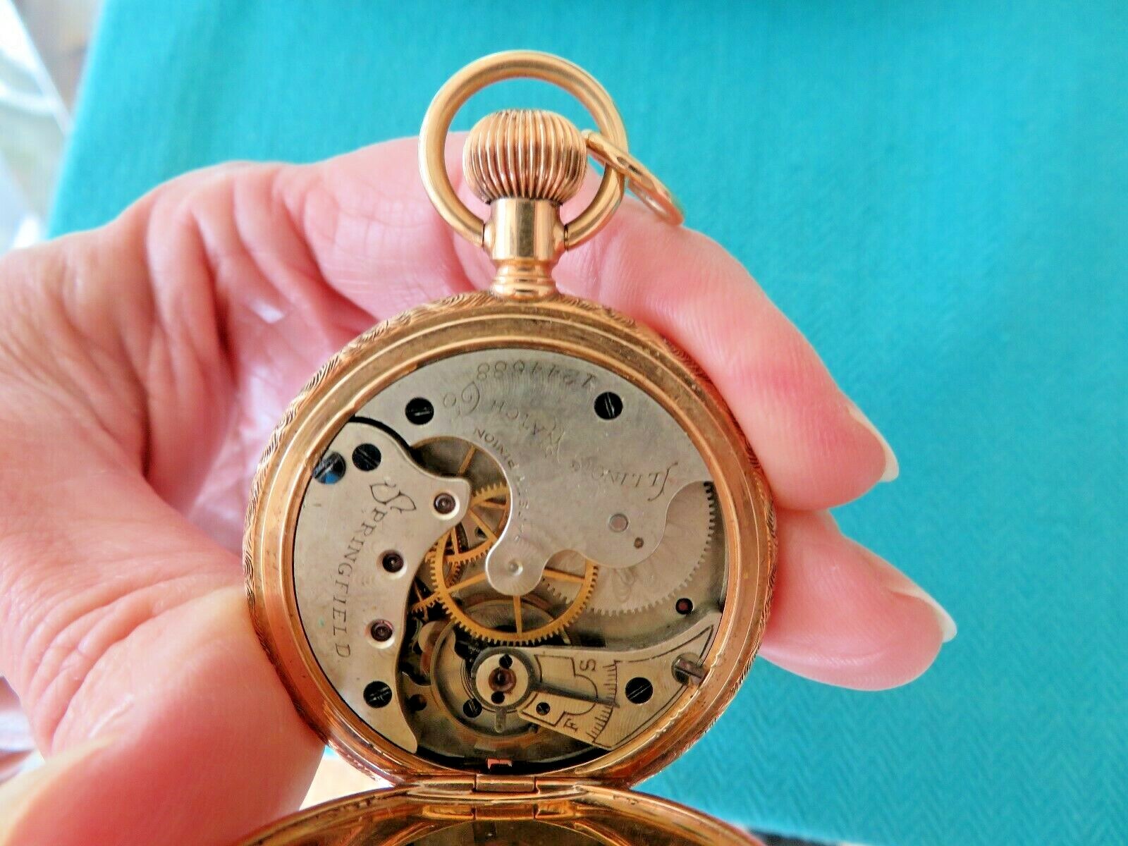 ILLINOIS 14K GOLD ENGRAVED HUNTING CASE 1894 6s 11 JEWELS POCKET WATCH MINT