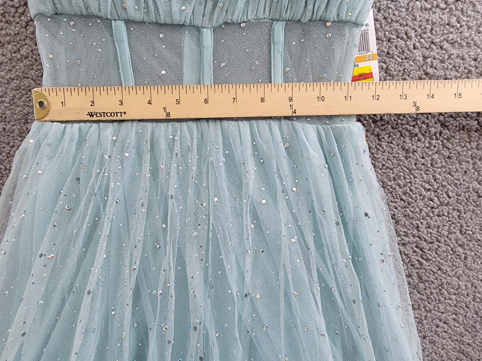 Say Yes to the Prom Rhinestone-Embellished Mesh-Waist Gown Juniors' 3/4 Seagreen - Picture 6 of 16