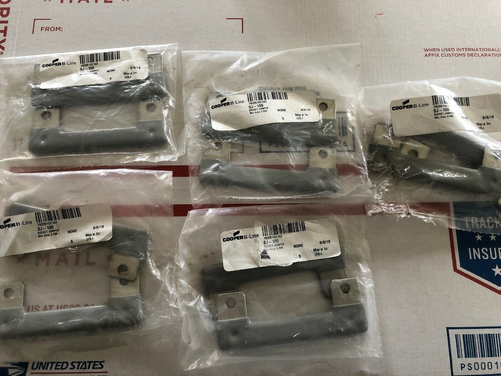 (5) NEW COOPER B LINE SJ-100 SOCKET JUMPER 100/200 AMPS RATING , MADE IN USA