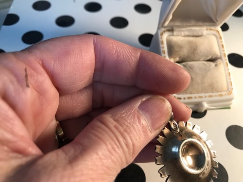 Vintage Anton Michelson Sterling Enameled Daisy Pendant Denmark