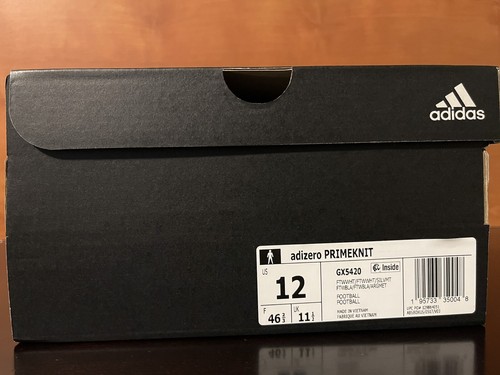 ADIDAS ORIGINALS ADIDAS ADIZERO PRIMEKNIT FOOTBALL CLEATS WHITE CHROME MEN'S SIZE 12 GX5420