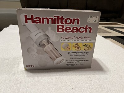 NEW Hamilton Beach Cordless Cookie Press Dessert & Food Decorator #80080