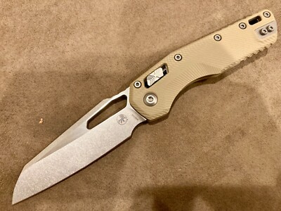 NIB Microtech Standard Issue (MSI) Ram-Lok Plain Edge Stonewashed Fluted Tan G10