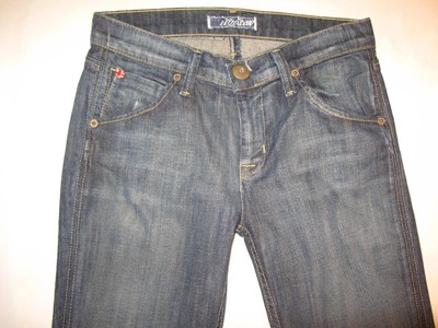 Hudson Little Girls Straight Jeans Sz 14 Flap Pockets Dark Distressed Stretch