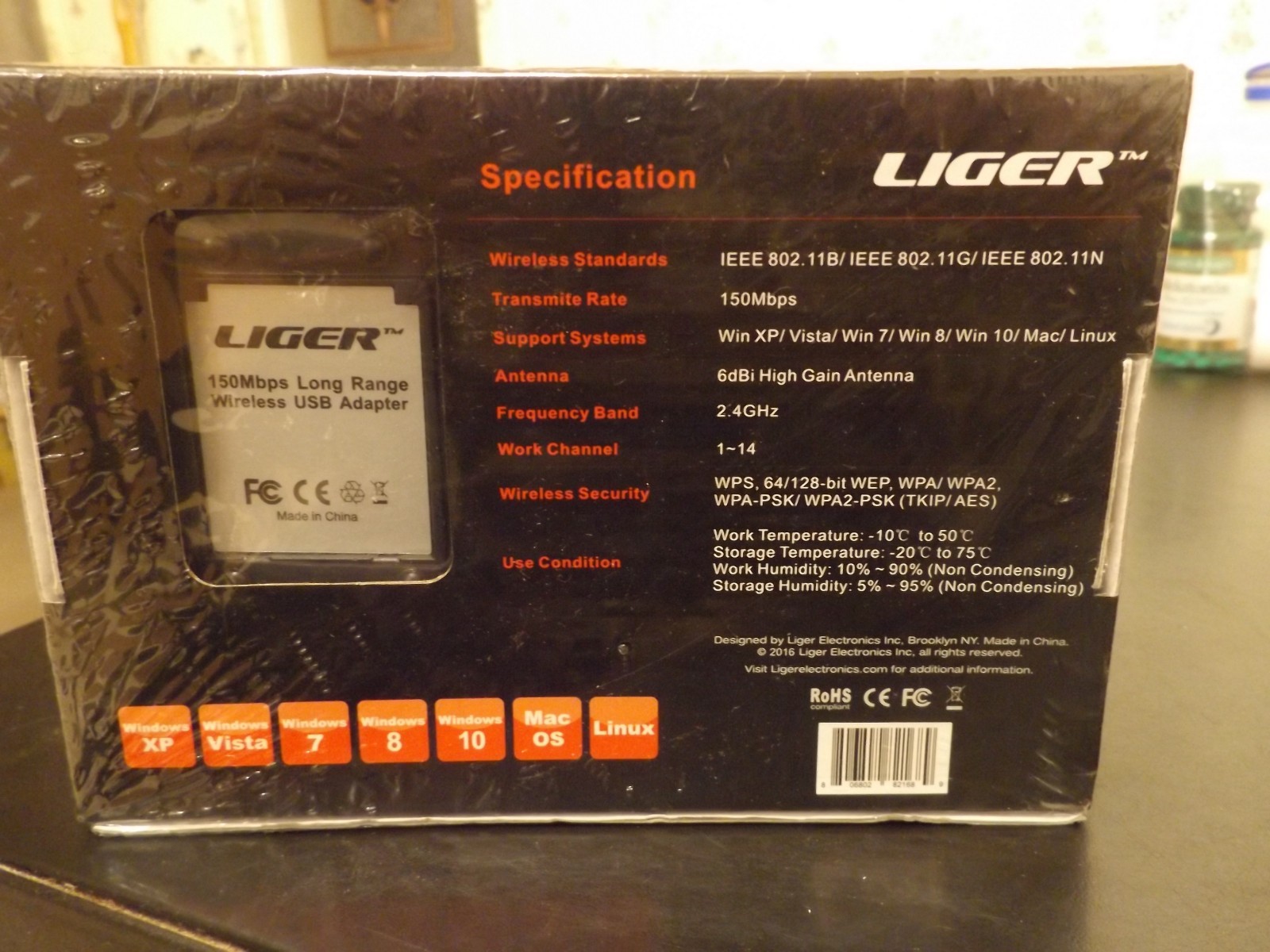 LIGER 150Mbps Long Range Wireless USB Adapter 2.4G, Win7,8,10,Vista,XP, Linux