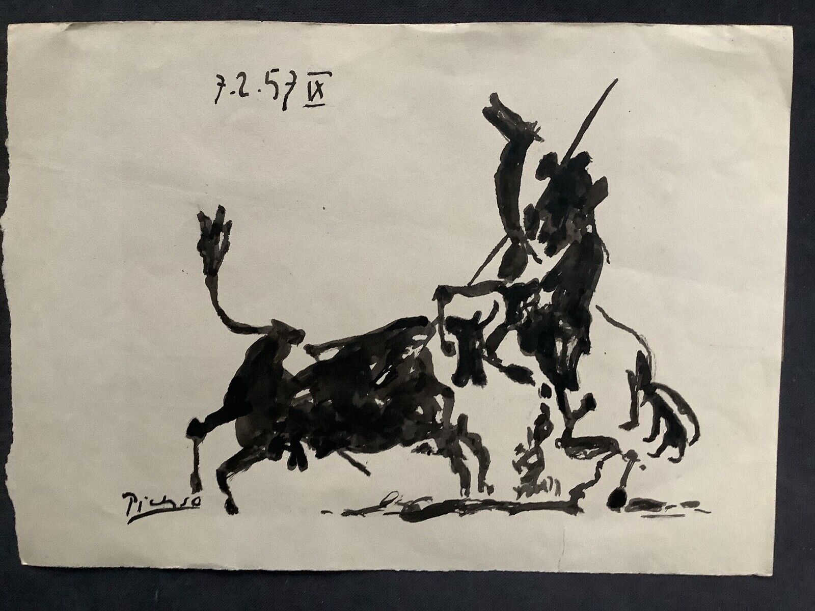 Pablo Picasso Original Tuschzeichnung signiert und datiert