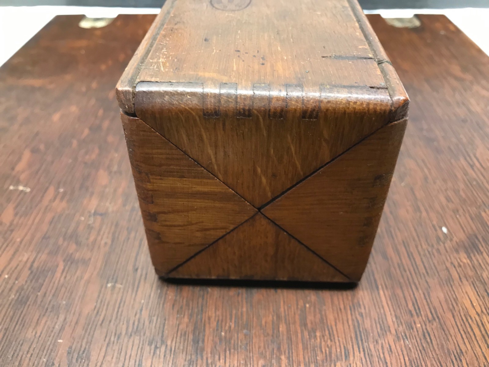 Antique Singer  Sewing  Machine Oak Puzzle Box With Accessories