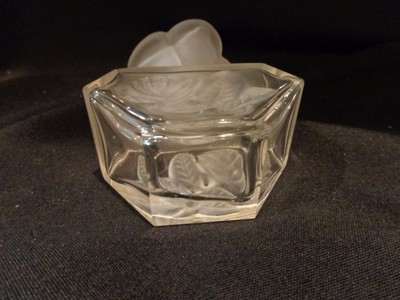 Antique or Vintage Clear Pressed Glass Vanity Perfume Bottle with Stopper (b)