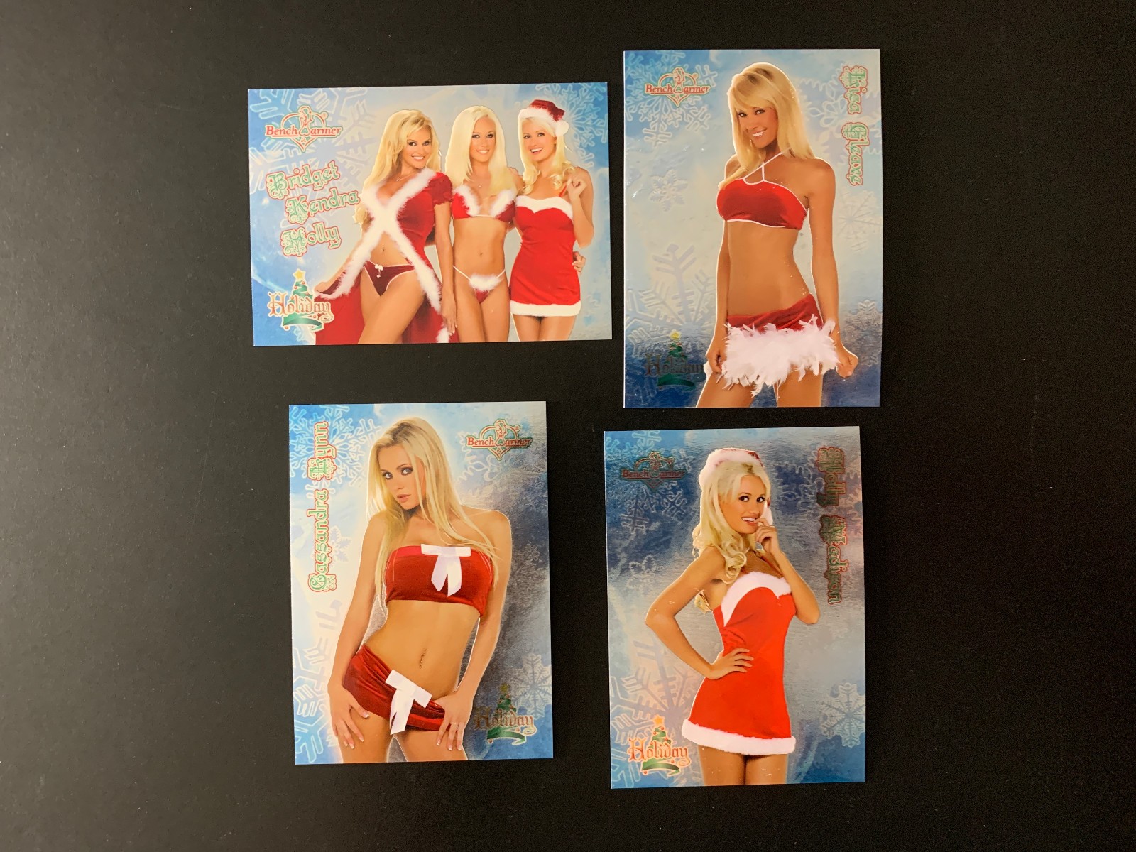 2005 Bench Warmer Holiday Foil Kendra Holly Bridget Playboy 4 Card Lot #1