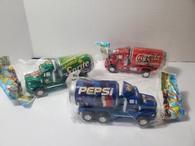 Vintage Tin Can Soda Pop Semi Truck Sprite Pepsi Coca Cola Packages Unopened